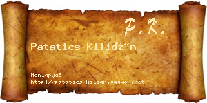 Patatics Kilián névjegykártya